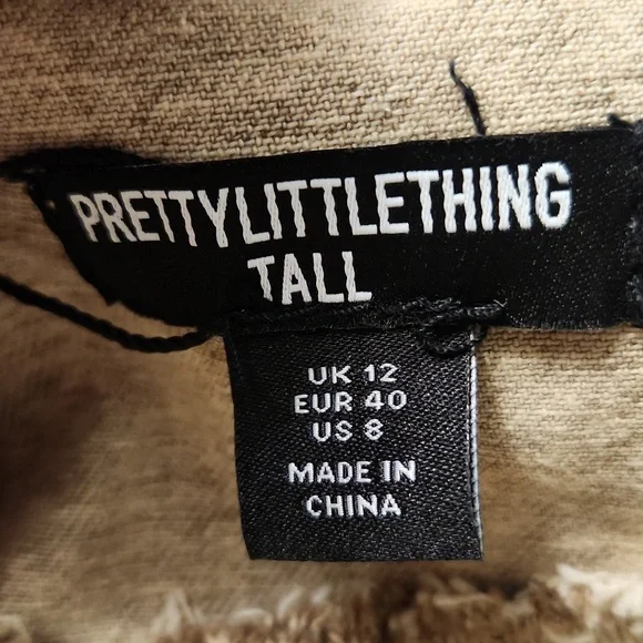 PRETTY LITTLE THING Women's  Tan Sleeveless Denim TopVest Size 8. - Picture 2 of 13